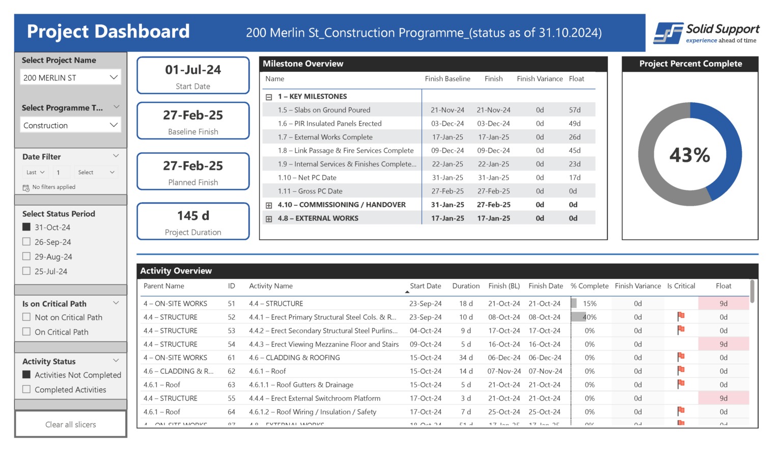 MS Project Plug & Play Dashboard